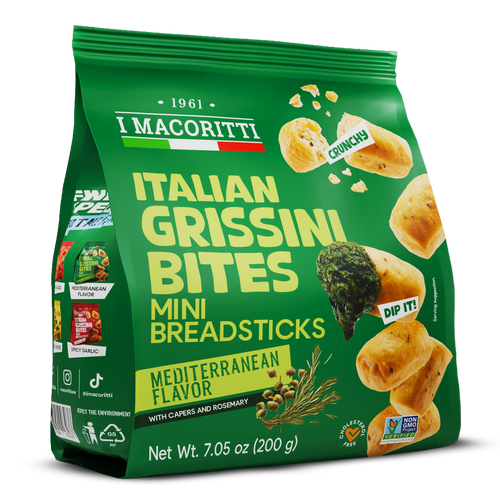 I Macoritti Italian Grissini Bites – Mediterranean Rosemary & Capers - Pack of 12