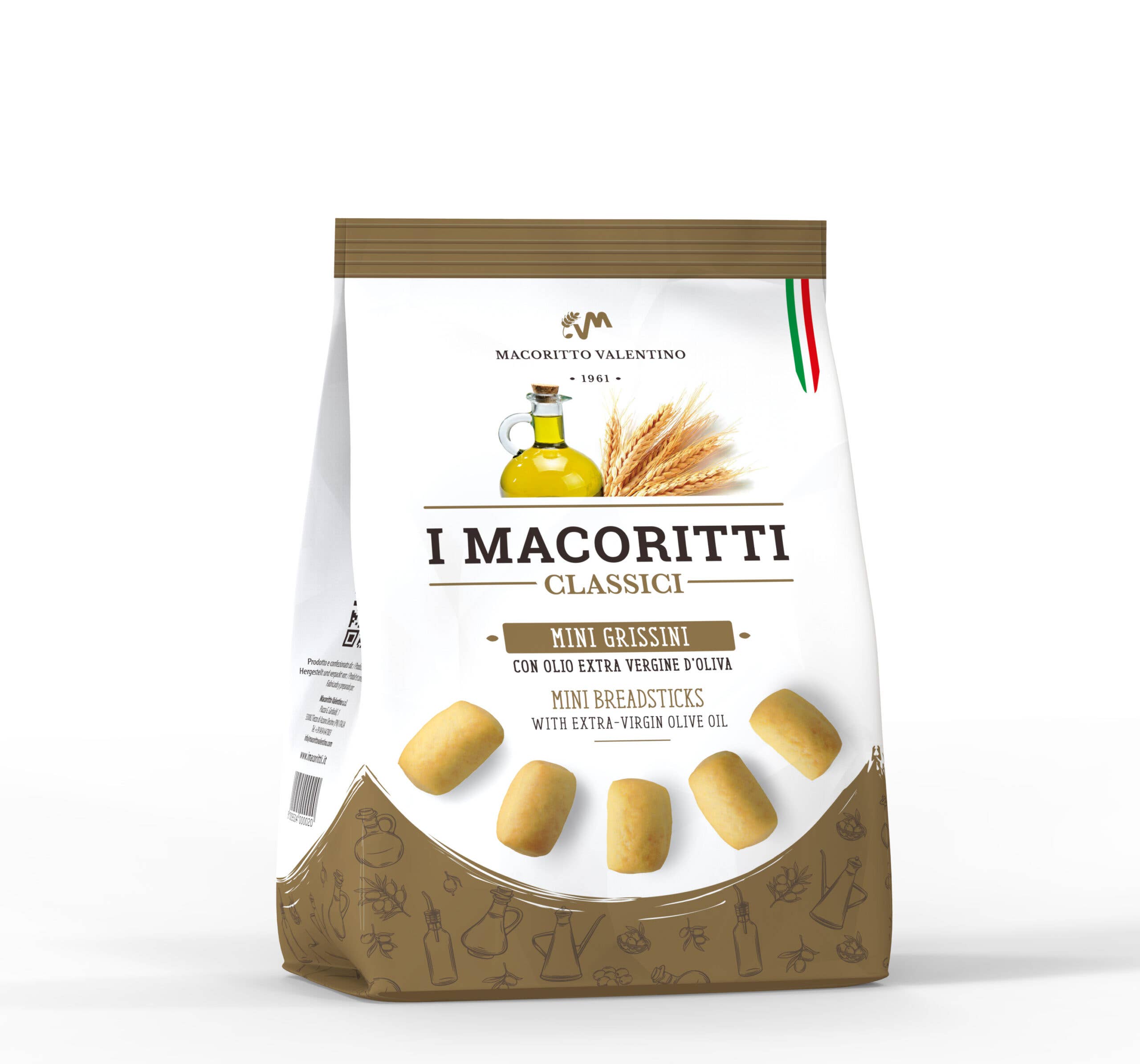 I Macoritti Italian Mini Grissini Bites – Classic Extra Virgin Olive Oil - Pack of 10