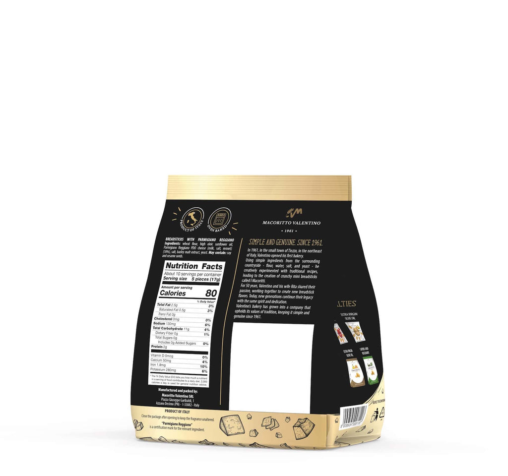 I Macoritti Italian Mini Breadsticks – Parmigiano Reggiano PDO - Pack of 12