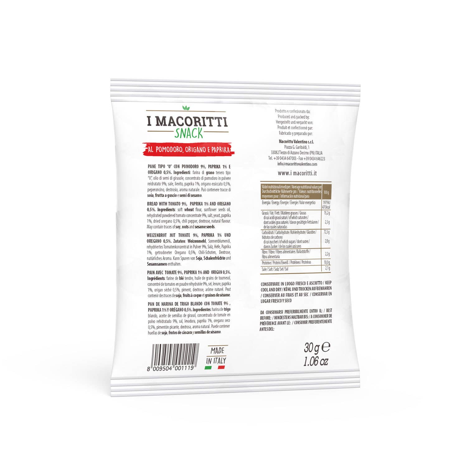 Italian Snack Mini Breadsticks – Tomato, Oregano & Paprika