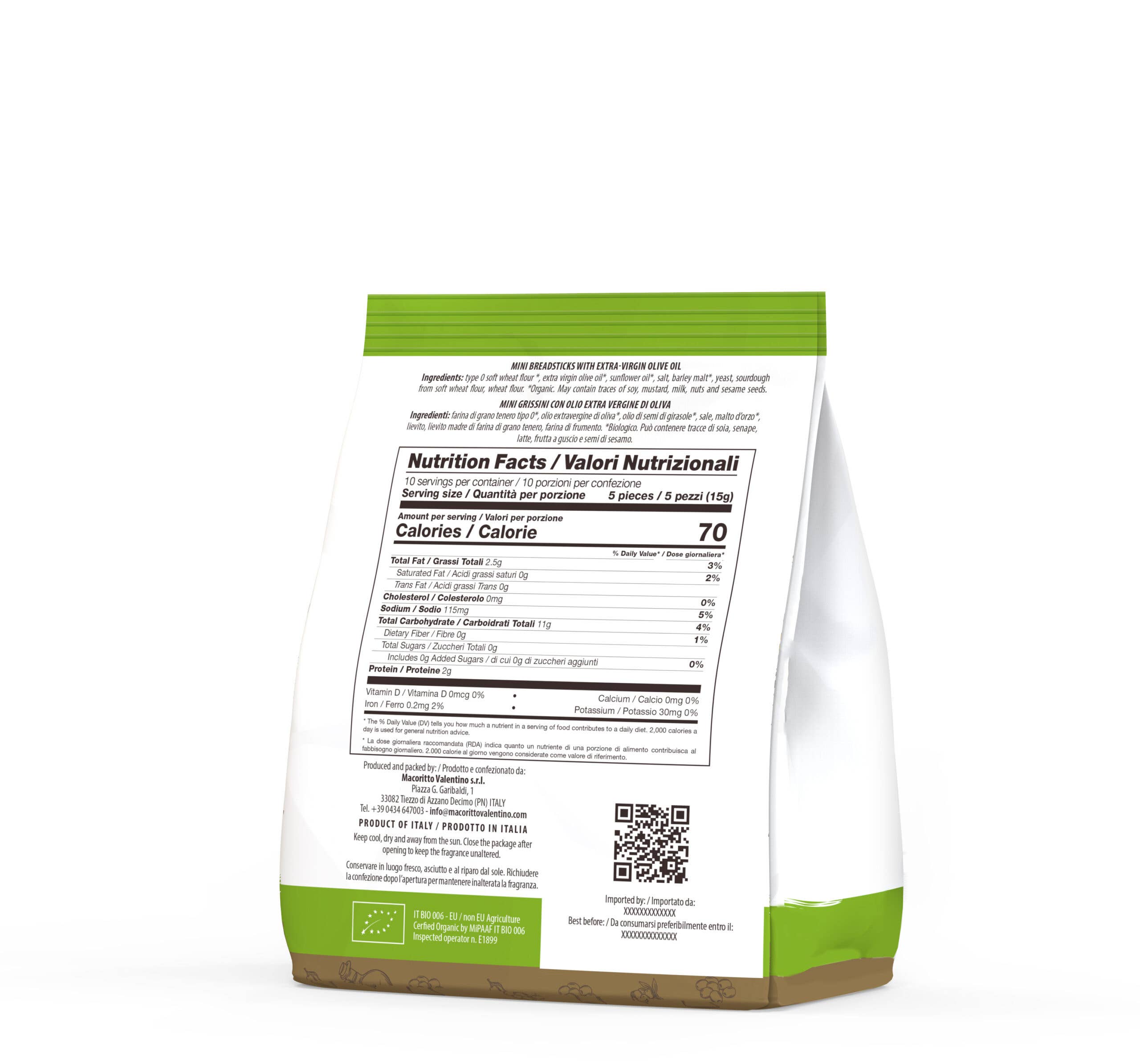 I Macoritti Organic Mini Breadsticks – Extra Virgin Olive Oil - Pack of 15