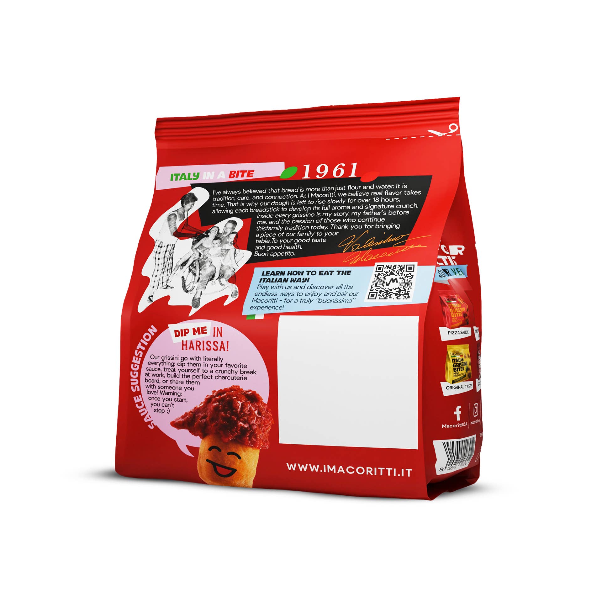 I Macoritti Italian Grissini Bites – Spicy Garlic with Chili & Olive Oil - Pack of 12