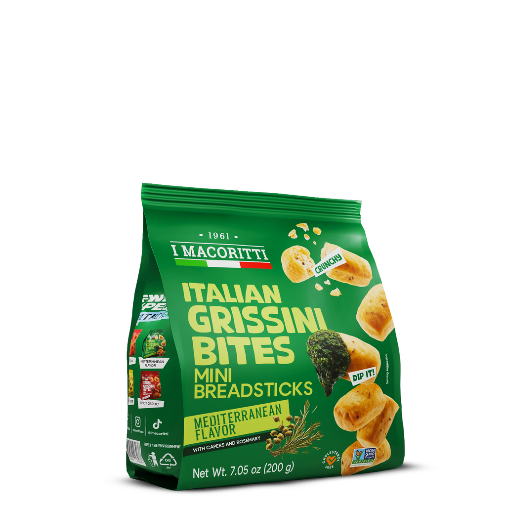 Imacoritti Italian Grissini Bites Mediterranean Flavor mini breadsticks bag 200g