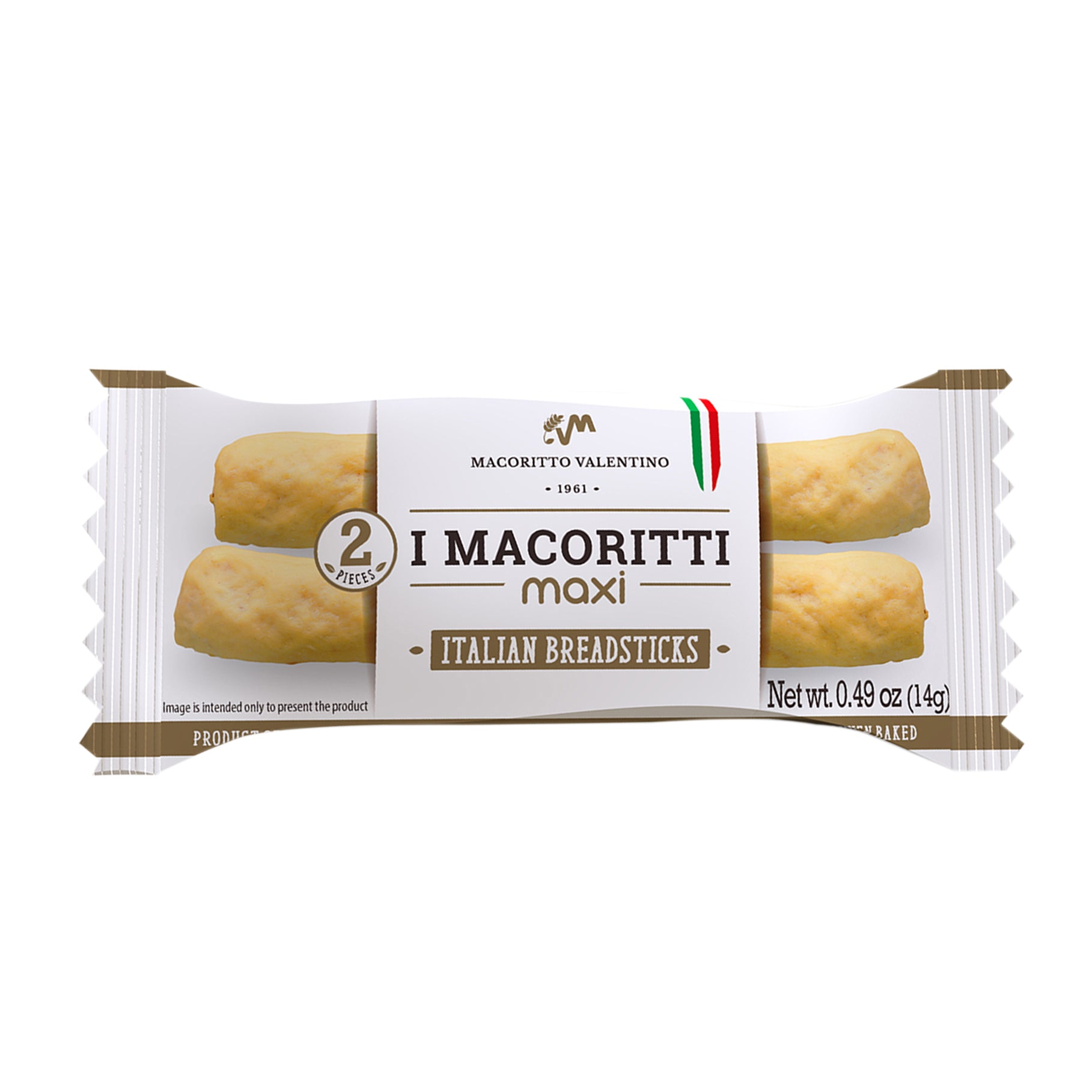I Macoritti Maxi Italian breadsticks snack pack front 14g